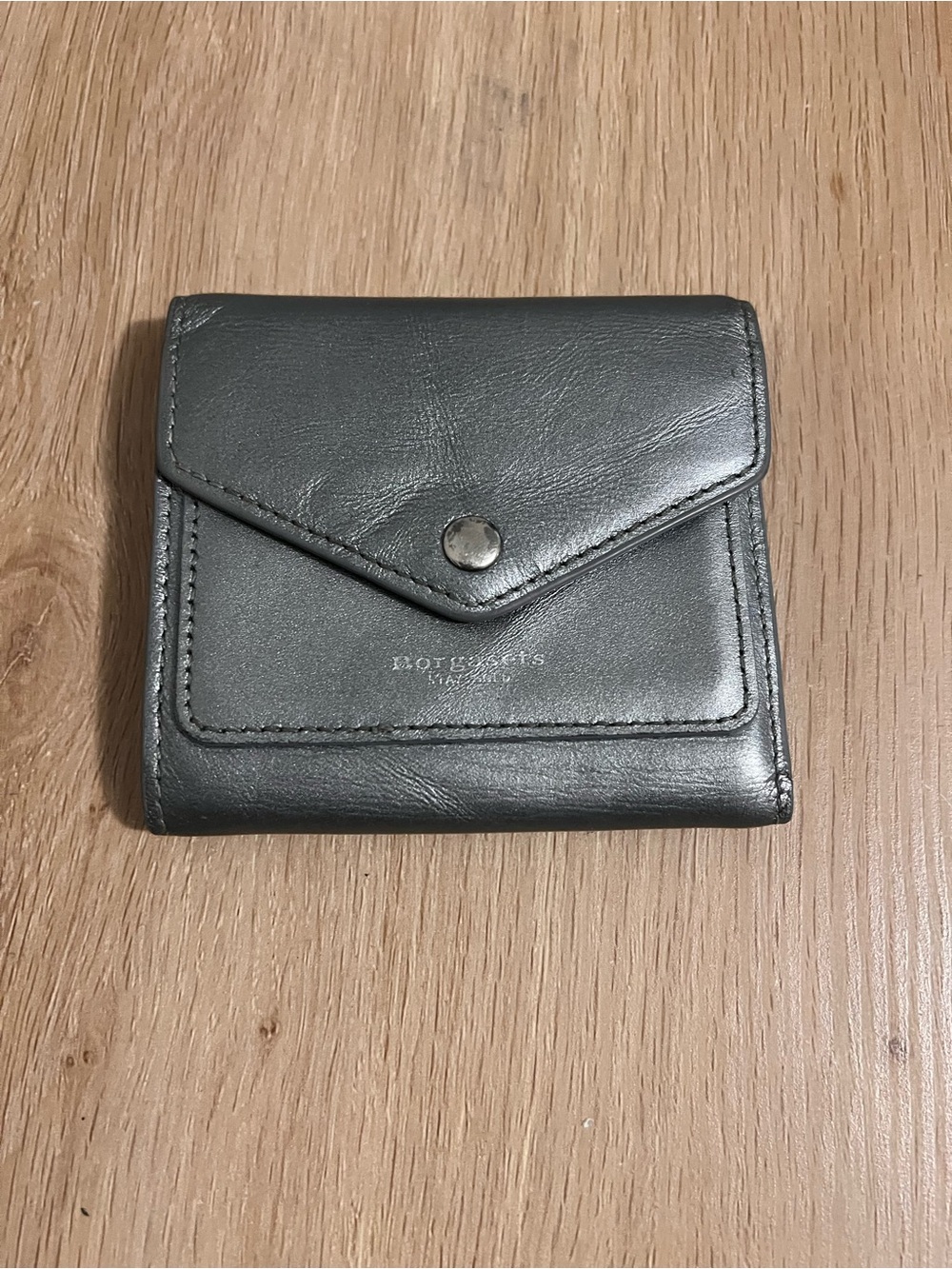 Metallic Gray Leather Wallet - Compact Women's Wallet